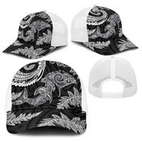 New Zealand Sea Animals with Maori Tribal Tattoo Baseball Net Cap Shark Manta Ray with Silver Fern Black