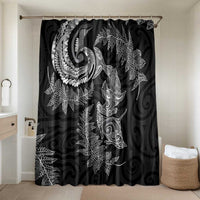 New Zealand Sea Animals with Maori Tribal Tattoo Bathroom Set Shark Manta Ray with Silver Fern Black