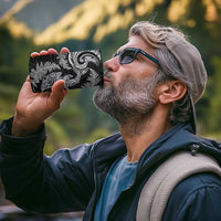New Zealand Sea Animals with Maori Tribal Tattoo 4 in 1 Can Cooler Tumbler Shark Manta Ray with Silver Fern Black