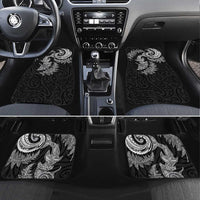 New Zealand Sea Animals with Maori Tribal Tattoo Car Mats Shark Manta Ray with Silver Fern Black