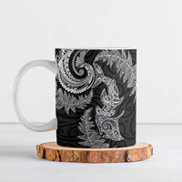 New Zealand Sea Animals with Maori Tribal Tattoo Ceramic Mug Shark Manta Ray with Silver Fern Black