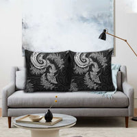 New Zealand Sea Animals with Maori Tribal Tattoo Pillow Cover Shark Manta Ray with Silver Fern Black