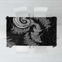 New Zealand Sea Animals with Maori Tribal Tattoo Tablecloth Shark Manta Ray with Silver Fern Black
