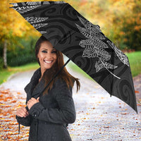 New Zealand Sea Animals with Maori Tribal Tattoo Umbrella Shark Manta Ray with Silver Fern Black