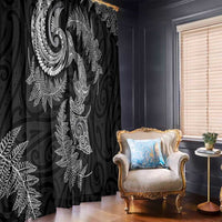 New Zealand Sea Animals with Maori Tribal Tattoo Window Curtain Shark Manta Ray with Silver Fern Black