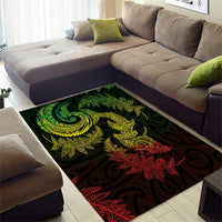 New Zealand Sea Animals with Maori Tribal Tattoo Area Rug Shark Manta Ray with Silver Fern Reggae