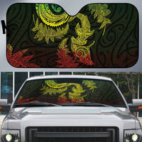 New Zealand Sea Animals with Maori Tribal Tattoo Auto Sun Shade Shark Manta Ray with Silver Fern Reggae