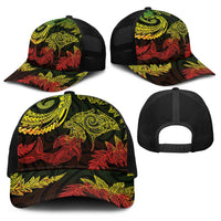 New Zealand Sea Animals with Maori Tribal Tattoo Baseball Net Cap Shark Manta Ray with Silver Fern Reggae