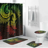 New Zealand Sea Animals with Maori Tribal Tattoo Bathroom Set Shark Manta Ray with Silver Fern Reggae