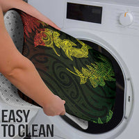 New Zealand Sea Animals with Maori Tribal Tattoo Bathroom Set Shark Manta Ray with Silver Fern Reggae