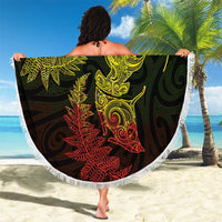 New Zealand Sea Animals with Maori Tribal Tattoo Beach Blanket Shark Manta Ray with Silver Fern Reggae