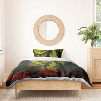 New Zealand Sea Animals with Maori Tribal Tattoo Bedding Set Shark Manta Ray with Silver Fern Reggae