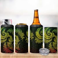 New Zealand Sea Animals with Maori Tribal Tattoo 4 in 1 Can Cooler Tumbler Shark Manta Ray with Silver Fern Reggae
