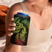 New Zealand Sea Animals with Maori Tribal Tattoo 4 in 1 Can Cooler Tumbler Shark Manta Ray with Silver Fern Reggae