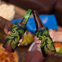 New Zealand Sea Animals with Maori Tribal Tattoo 4 in 1 Can Cooler Tumbler Shark Manta Ray with Silver Fern Reggae