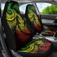 New Zealand Sea Animals with Maori Tribal Tattoo Car Seat Cover Shark Manta Ray with Silver Fern Reggae