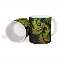 New Zealand Sea Animals with Maori Tribal Tattoo Ceramic Mug Shark Manta Ray with Silver Fern Reggae