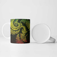 New Zealand Sea Animals with Maori Tribal Tattoo Ceramic Mug Shark Manta Ray with Silver Fern Reggae