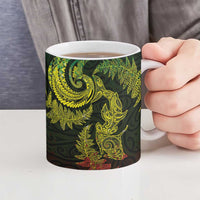 New Zealand Sea Animals with Maori Tribal Tattoo Ceramic Mug Shark Manta Ray with Silver Fern Reggae