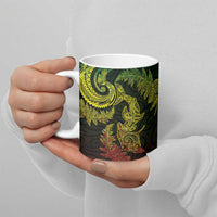 New Zealand Sea Animals with Maori Tribal Tattoo Ceramic Mug Shark Manta Ray with Silver Fern Reggae