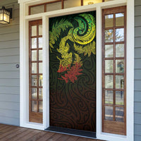 New Zealand Sea Animals with Maori Tribal Tattoo Door Cover Shark Manta Ray with Silver Fern Reggae