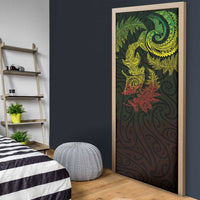New Zealand Sea Animals with Maori Tribal Tattoo Door Cover Shark Manta Ray with Silver Fern Reggae