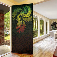 New Zealand Sea Animals with Maori Tribal Tattoo Door Cover Shark Manta Ray with Silver Fern Reggae