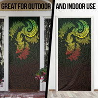 New Zealand Sea Animals with Maori Tribal Tattoo Door Cover Shark Manta Ray with Silver Fern Reggae