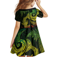 New Zealand Sea Animals with Maori Tribal Tattoo Family Matching Mermaid Dress and Hawaiian Shirt Shark Manta Ray with Silver Fern Reggae