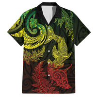 New Zealand Sea Animals with Maori Tribal Tattoo Hawaiian Shirt Shark Manta Ray with Silver Fern Reggae