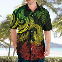 New Zealand Sea Animals with Maori Tribal Tattoo Hawaiian Shirt Shark Manta Ray with Silver Fern Reggae