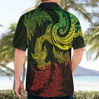 New Zealand Sea Animals with Maori Tribal Tattoo Hawaiian Shirt Shark Manta Ray with Silver Fern Reggae