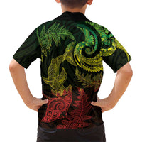 New Zealand Sea Animals with Maori Tribal Tattoo Hawaiian Shirt Shark Manta Ray with Silver Fern Reggae