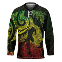 New Zealand Sea Animals with Maori Tribal Tattoo Hockey Jersey Shark Manta Ray with Silver Fern Reggae
