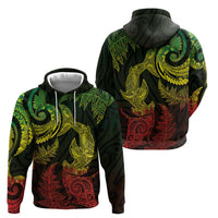 New Zealand Sea Animals with Maori Tribal Tattoo Hoodie Shark Manta Ray with Silver Fern Reggae