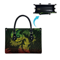 New Zealand Sea Animals with Maori Tribal Tattoo Leather Bag Shark Manta Ray with Silver Fern Reggae
