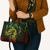 New Zealand Sea Animals with Maori Tribal Tattoo Leather Bag Shark Manta Ray with Silver Fern Reggae