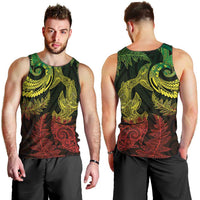 New Zealand Sea Animals with Maori Tribal Tattoo Men Tank Top Shark Manta Ray with Silver Fern Reggae