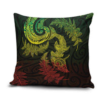 New Zealand Sea Animals with Maori Tribal Tattoo Pillow Cover Shark Manta Ray with Silver Fern Reggae