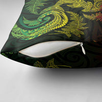 New Zealand Sea Animals with Maori Tribal Tattoo Pillow Cover Shark Manta Ray with Silver Fern Reggae