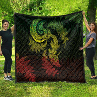 New Zealand Sea Animals with Maori Tribal Tattoo Quilt Shark Manta Ray with Silver Fern Reggae