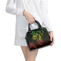 New Zealand Sea Animals with Maori Tribal Tattoo Shoulder Handbag Shark Manta Ray with Silver Fern Reggae