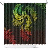 New Zealand Sea Animals with Maori Tribal Tattoo Shower Curtain Shark Manta Ray with Silver Fern Reggae