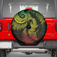 New Zealand Sea Animals with Maori Tribal Tattoo Spare Tire Cover Shark Manta Ray with Silver Fern Reggae