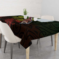 New Zealand Sea Animals with Maori Tribal Tattoo Tablecloth Shark Manta Ray with Silver Fern Reggae