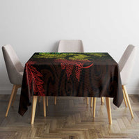 New Zealand Sea Animals with Maori Tribal Tattoo Tablecloth Shark Manta Ray with Silver Fern Reggae