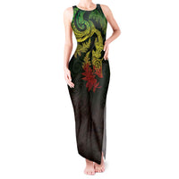 New Zealand Sea Animals with Maori Tribal Tattoo Tank Maxi Dress Shark Manta Ray with Silver Fern Reggae