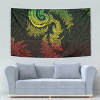 New Zealand Sea Animals with Maori Tribal Tattoo Tapestry Shark Manta Ray with Silver Fern Reggae