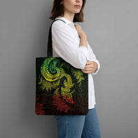 New Zealand Sea Animals with Maori Tribal Tattoo Tote Bag Shark Manta Ray with Silver Fern Reggae