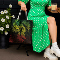 New Zealand Sea Animals with Maori Tribal Tattoo Tote Bag Shark Manta Ray with Silver Fern Reggae